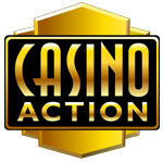 Casino Action logo featuring a gold hexagonal background and bold golden text. The purpose of this image is to promote Casino Action's welcome bonus offer for new players, highlighting slot games and other promotions. Text reads: "Up to £1250 in Welcome Bonuses is waiting for YOU!* The £1250 Welcome match bonus consists of: First deposit: 100% Match bonus up to £150. Second deposit: 50% Match bonus up to £200. Third deposit: 25% Match bonus up to £500. Fourth deposit: 50% Match bonus up to £250. Fifth deposit: 100% Match bonus up to £150."