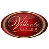 Villento Casino logo featuring an elegant red and gold oval design with cursive text. The purpose of this image is to promote Villento Casino's Live Casino bonus offer for new players, highlighting blackjack, roulette, Baccarat and Poker. Text reads: "UP TO £1000 IN WELCOME BONUSES COULD BE YOURS AT VILLENTO CASINO*. Receive up to £1000 on your first 5 deposits: 1st deposit: 100% Match Bonus up to £150. 2nd deposit: 50% Match Bonus up to £250. 3rd deposit: 50% Match Bonus up to £200. 4th deposit: 20% Match Bonus up to £200. 5th deposit: 50% Match Bonus up to £200."