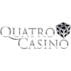 Quatro Casino logo featuring a stylish silver and black design with a dice emblem. This image is relevant for articles and reviews about Quatro Casino, focusing on the Quatro Casino review.